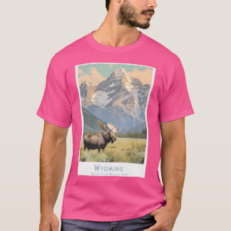 レトロ旅行ポスターワイオミングミニマル- Grand T Tシャツ