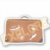 レトロ旅行荷物ヴィンテージスーツケースエクスプローララベル シール (正面)