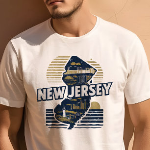 レトロ旅行象徴的なニュージャージーのグラフィック Tシャツ