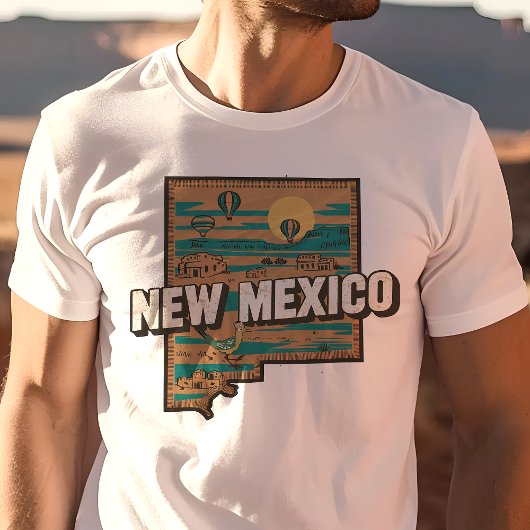レトロ旅行象徴的ニューメキシコグラフィック Tシャツ