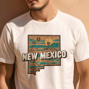 レトロ旅行象徴的ニューメキシコグラフィック Tシャツ