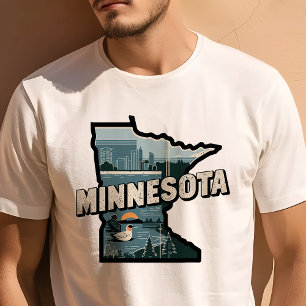 レトロ旅行象徴的ミネソタグラフィック Tシャツ