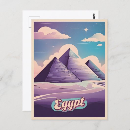 レトロ旅行80s合成波古代エジプトピラミッド ポストカード (正面/裏面)