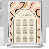 レトロ旋回アーチピンクブラック結婚のシーティングチャート ポスター