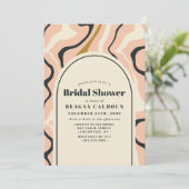 レトロ旋回アーチピンクブラック金ゴールドブライダルシャワー 招待状 (スタンド正面)