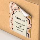 レトロ旋回アーチピンクブラック金ゴールド結婚の感謝 スクエアシール