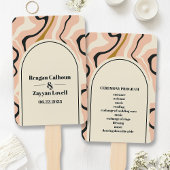 レトロ旋回アーチピンクブラック金ゴールド結婚式 プログラム ハンドファン