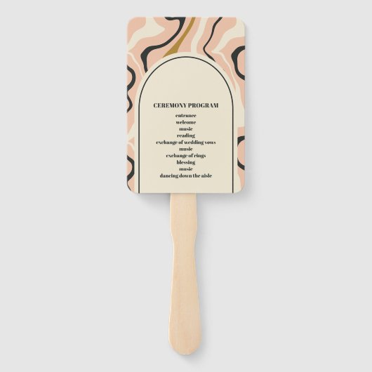 レトロ旋回アーチピンクブラック金ゴールド結婚式 プログラム ハンドファン (裏面)