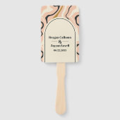 レトロ旋回アーチピンクブラック金ゴールド結婚式 プログラム ハンドファン (正面)