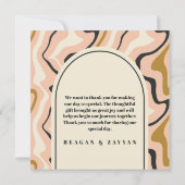 レトロ旋回アーチピンクブラック金ゴールド サンキューカード (裏面)