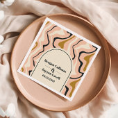 レトロ旋回アーチピンクブラック金ゴールド スタンダードカクテルナプキン