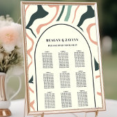 レトロ旋回アーチミントピンク結婚のシーティングチャート ポスター