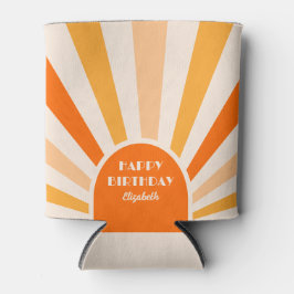 レトロ日が差すことアーチタイポグラフィ誕生日ピーチ 缶クーラー