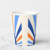 レトロ日が差すことアーチタイポグラフィ誕生日ブルー 紙コップ (左)