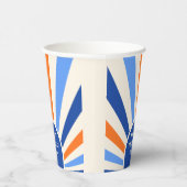 レトロ日が差すことアーチタイポグラフィ誕生日ブルー 紙コップ (右)