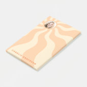 レトロ日が差すことスワールオレンジの太陽の写真と名前 ポストイット (アングル)