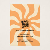 レトロ日が差すことスワールオレンジサンロゴイヤリングカード (裏面)