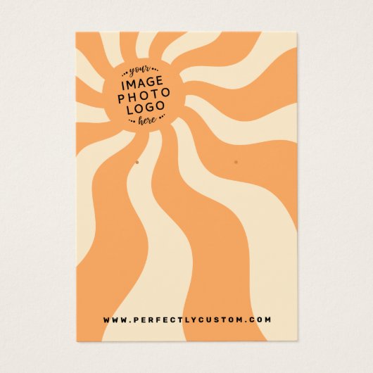 レトロ日が差すことスワールオレンジサンロゴイヤリングカード (正面)