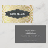 レトロ日が差すことパターングレーバッジロゴ金ゴールド箔 名刺 (正面/裏面)