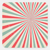 レトロ日が差すことミッドセンチュリーレッド&グリーン スクエアシール (正面)