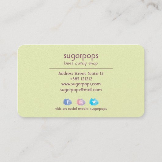 レトロ日が差すこと綿菓子 名刺 (裏面)