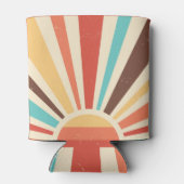 レトロ日が差すこと:カラフルヴィンテージバナー。 缶クーラー (裏面)