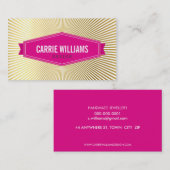 レトロ日が差すことPATTERNピンクバッジロゴ金ゴールド箔 名刺 (正面/裏面)