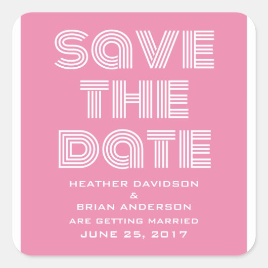 レトロ日付ステッカーの保存（ピンク） スクエアシール (正面)