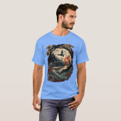 レトロ日本のの鳥の花とヴィンテージの友人 Tシャツ (正面フル)