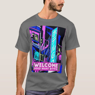 レトロ日本のウェーブアウトルンシティ通りホテル Tシャツ
