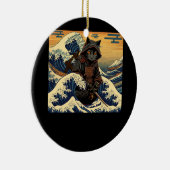 レトロ日本のサムライが波素晴らしを北風に打つ セラミックオーナメント (右)