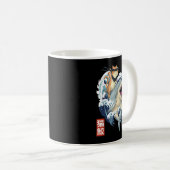 レトロ日本のサムライキャットシャークヴィンテージ神奈川 コーヒーマグカップ (正面右)