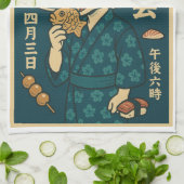 レトロ日本の・ドラゴン キッチンタオル (折り畳み)