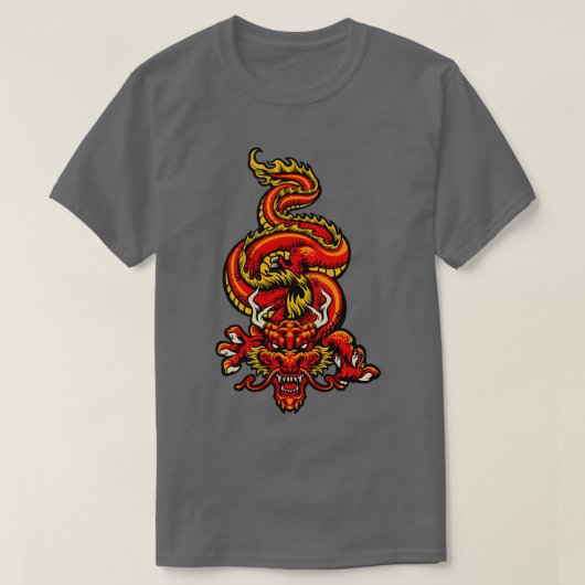 レトロ日本の・ドラゴン Tシャツ (デザイン正面)