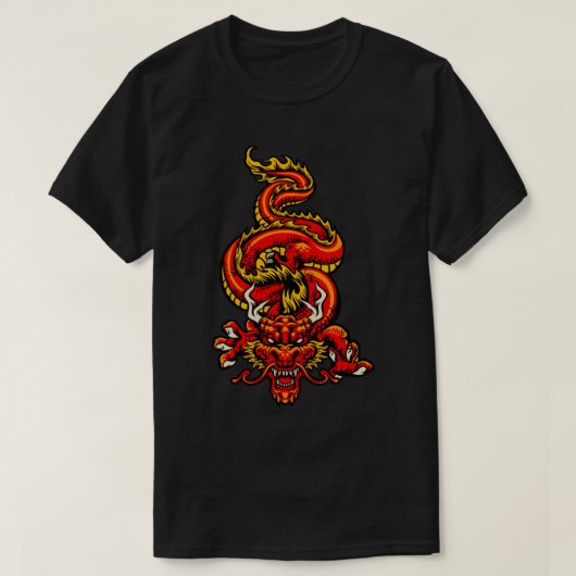 レトロ日本の・ドラゴン Tシャツ (デザイン正面)