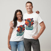 レトロ日本モンスター大波サンセット Tシャツ (ユニセックス)
