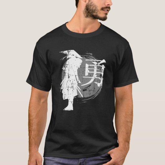 レトロ日本武士侍日本文様ギフト Tシャツ (正面)