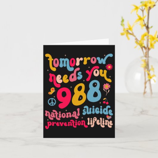 レトロ明日の必要性988自殺予防Aw カード (黄色い花)