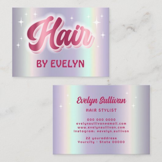 レトロ星文字フェイク箔美容師 名刺 (正面/裏面)