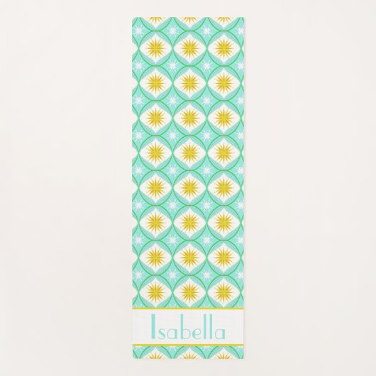 レトロ星花砂時計のパタパーソナライズされたーン ヨガマット (正面)