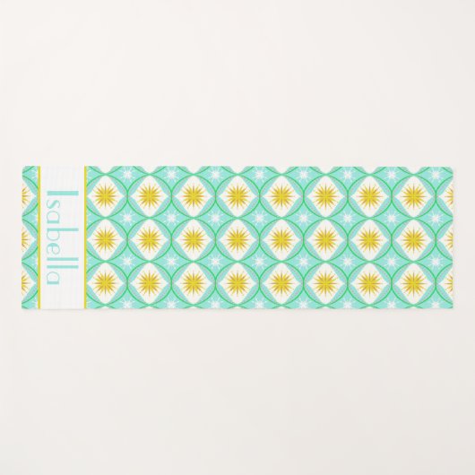 レトロ星花砂時計のパタパーソナライズされたーン ヨガマット (正面(横))