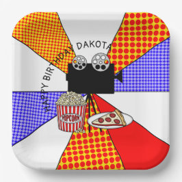 レトロ映画の夜の誕生日パーティー ペーパープレート