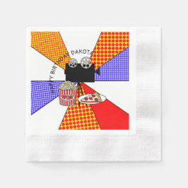 レトロ映画の夜の誕生日パーティー 縁ありカクテルナプキン