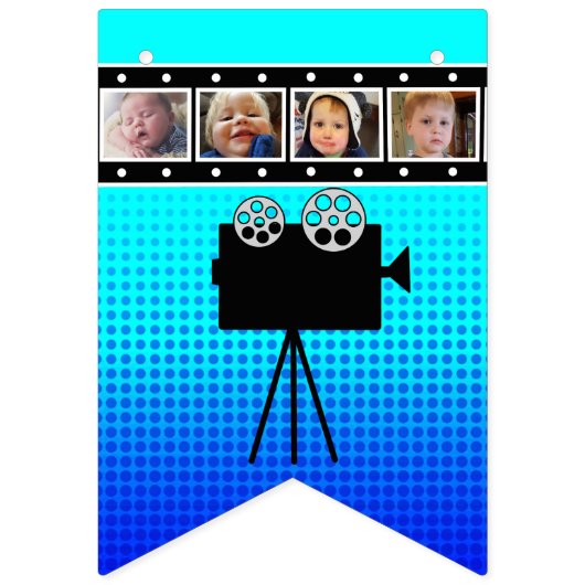 レトロ映画の夜をテーマにした誕生日バナー バンティングフラッグ (第2の旗)