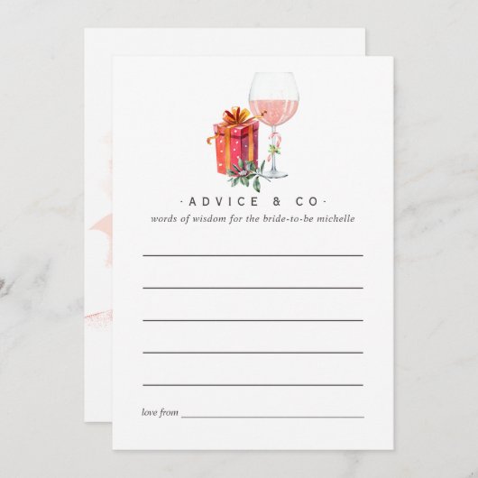 レトロ映画クリスマスブライダルシャワーアドバイス アドバイスカード (正面/裏面)