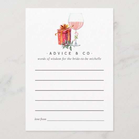 レトロ映画クリスマスブライダルシャワーアドバイス アドバイスカード (正面)