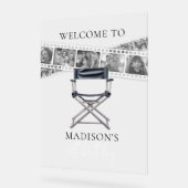 レトロ映画ナイトフィルムストリップカスタムの写真へようこそ アクリルサイン (傾斜)