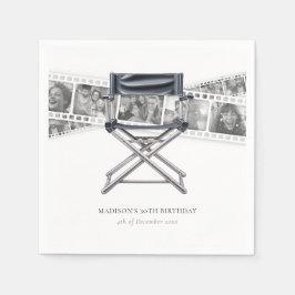 レトロ映画ナイト大人誕生日カスタム写真 スタンダードカクテルナプキン