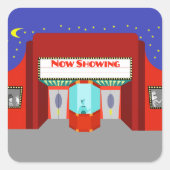 レトロ映画館のシール スクエアシール (正面)