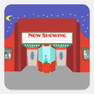 レトロ映画館のシール スクエアシール
